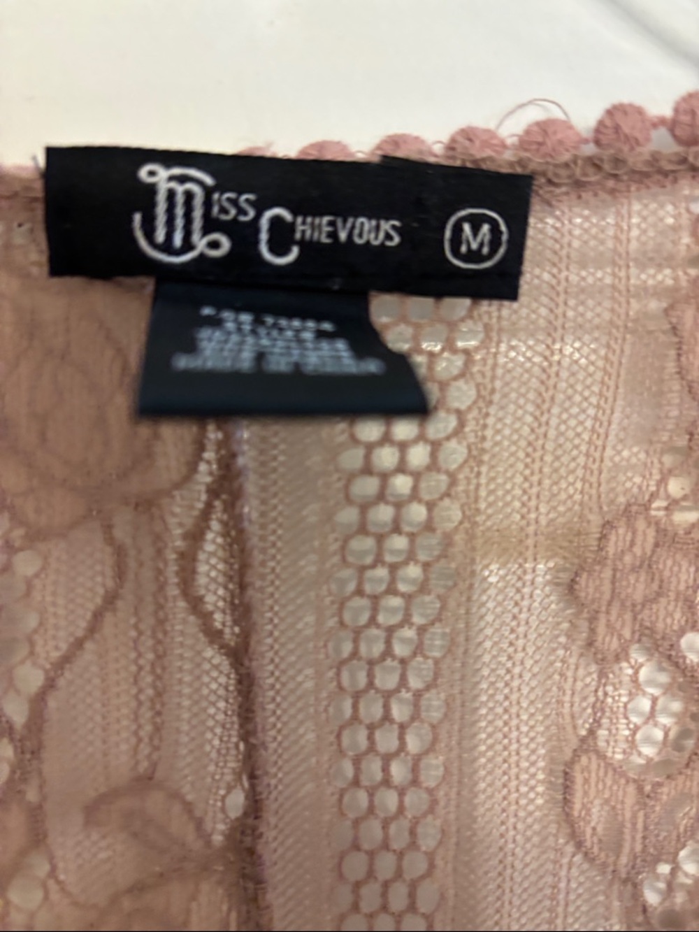 Miss Chievous Sheer Lace cardigan in Mauve Taupe Med - Picture 3 of 5